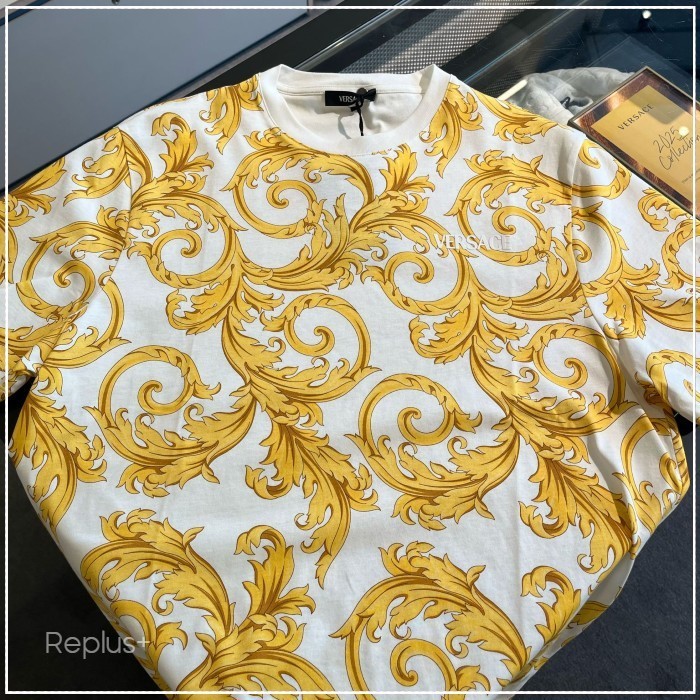 【Versace】バロッコ プリント クルーネック 半袖 Tシャツ 白