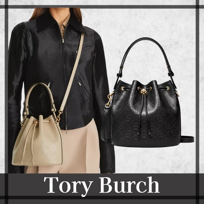 大注目★【Tory Burch】T モノグラム レザー バケット バッグ