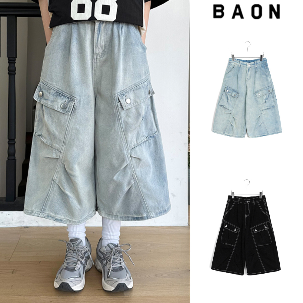 【BAON】Donnob Denim Bermuda Cargo Pants