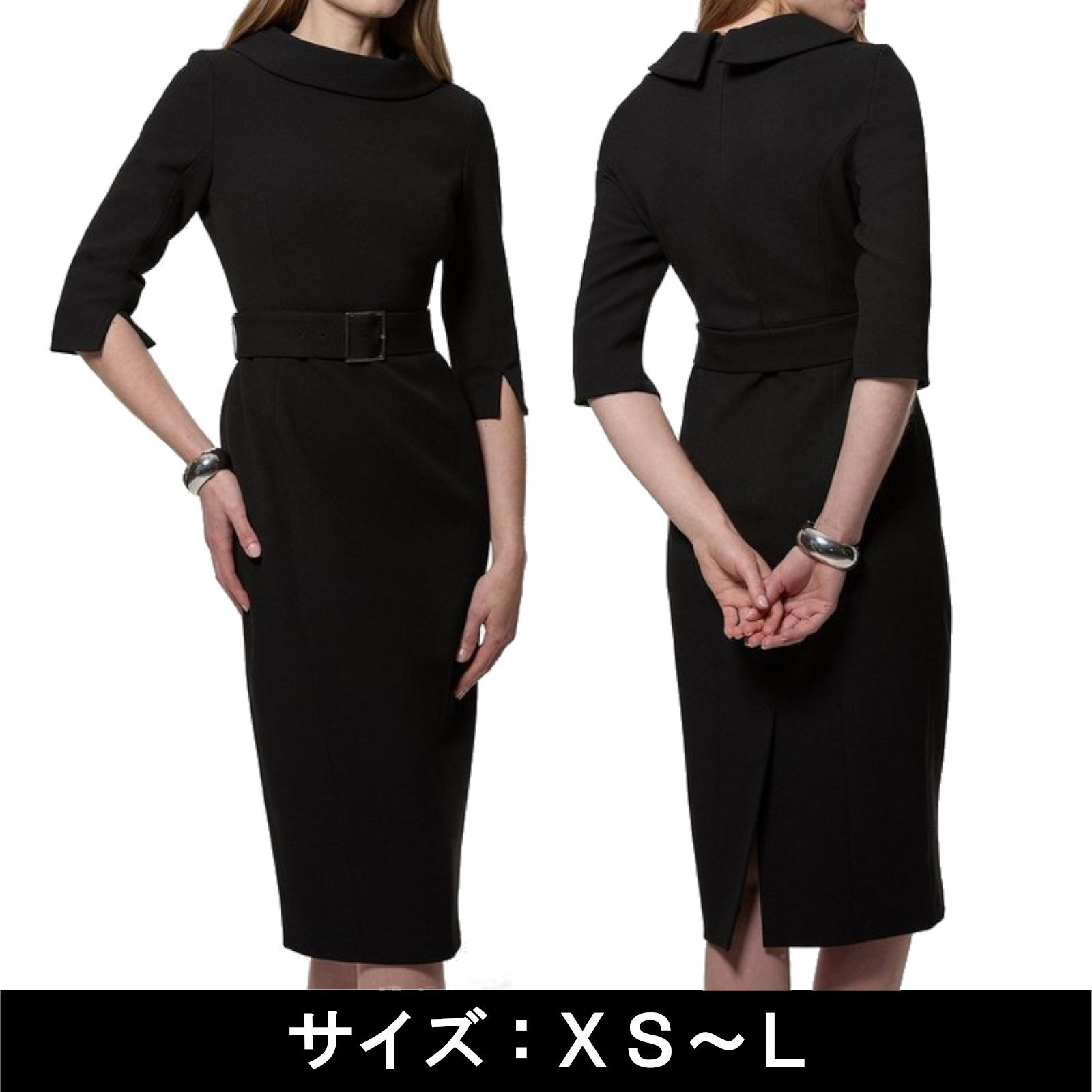 KAREN MILLEN クレープ ロールネック ペンシル ミディ ドレス