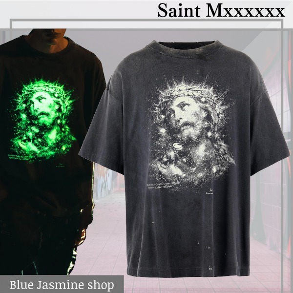 【国内発・すぐ届く】 SAINT Mxxxxxx / JESUS SS TEE BLACK