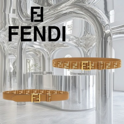【FENDI】フェンディ FFジャカード リバーシブルベルト ベージュ