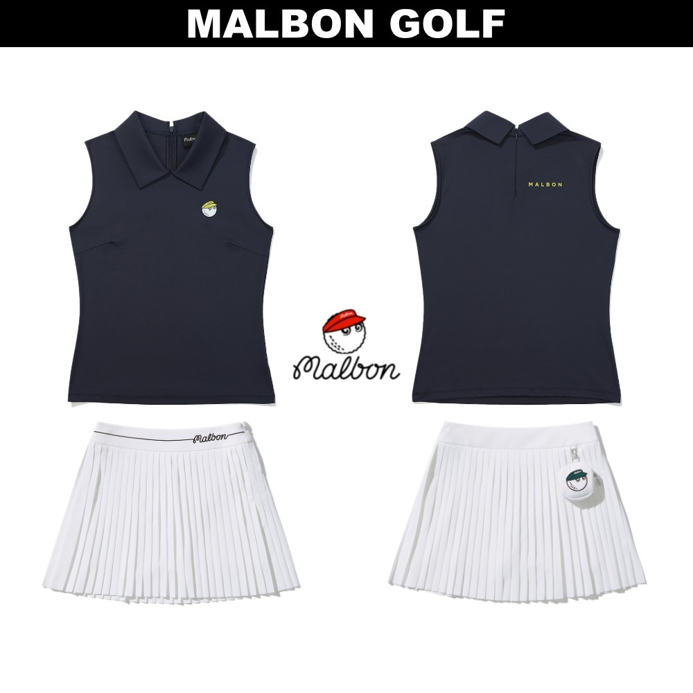 MALBON GOLF セットアップ : ノースリーブポロシャツ& スカート