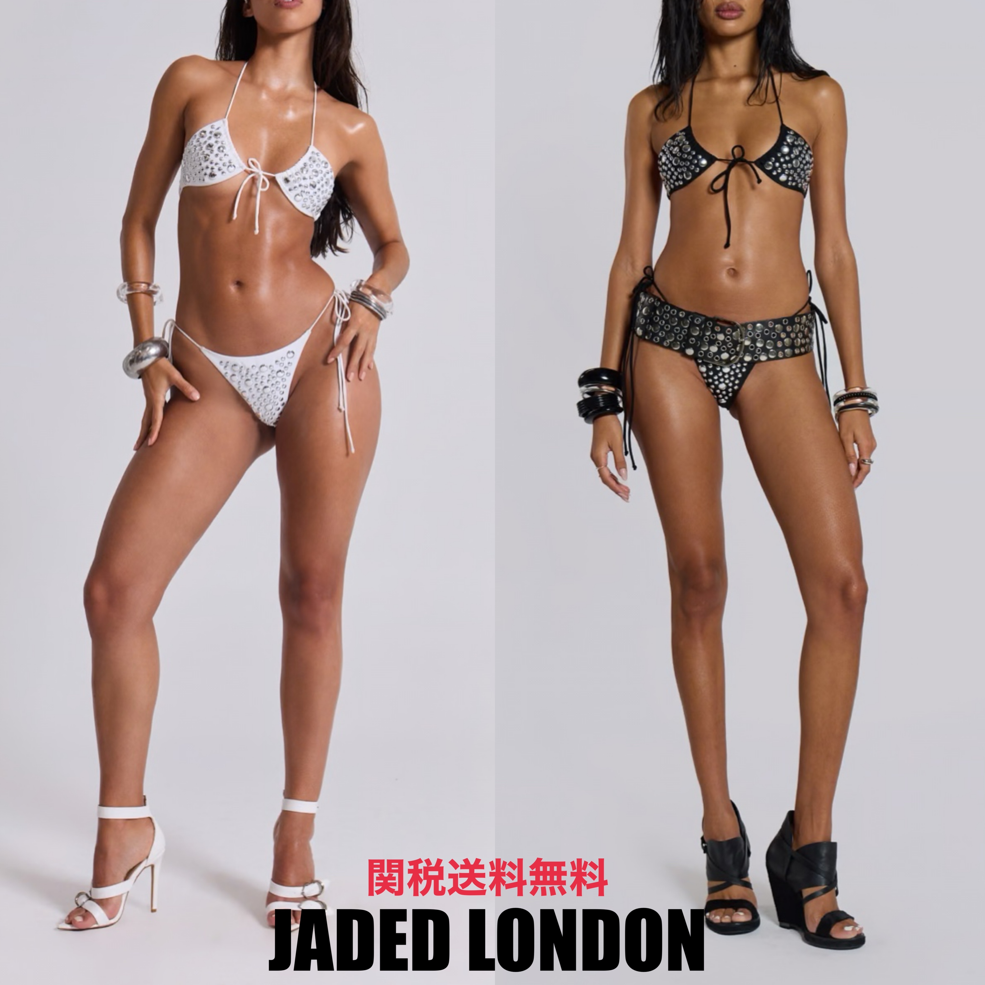 JADED LONDON Silvraスタッズビキニ 上下セット ２カラー