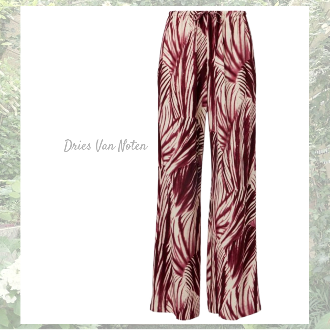 ☆DRIES VAN NOTEN☆ パームリーフプリンクレープワイドパンツ♪