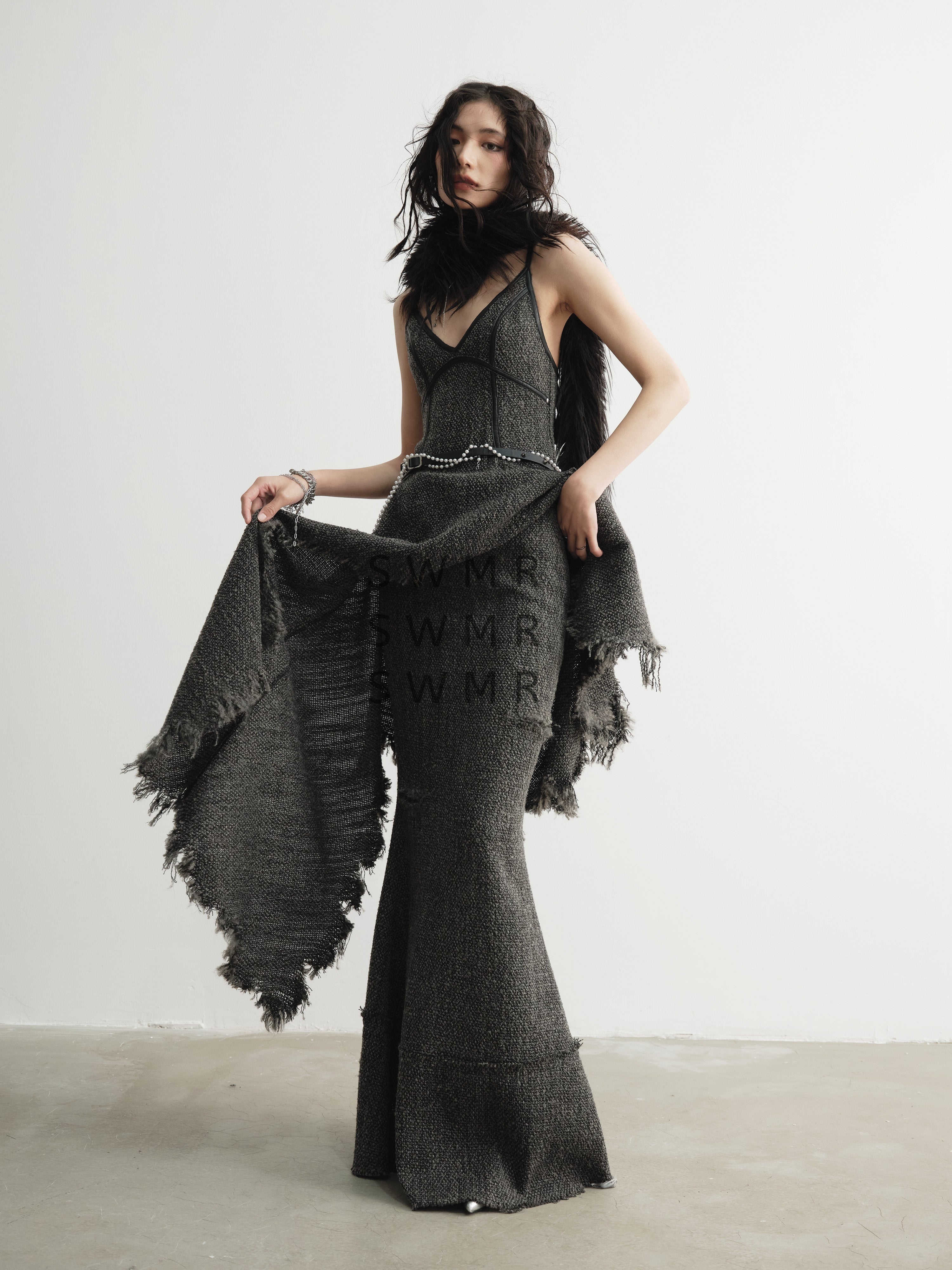 パーティードレス JNYLON STUDIOS Damaged Raw Edge Tassel Suspender Dress