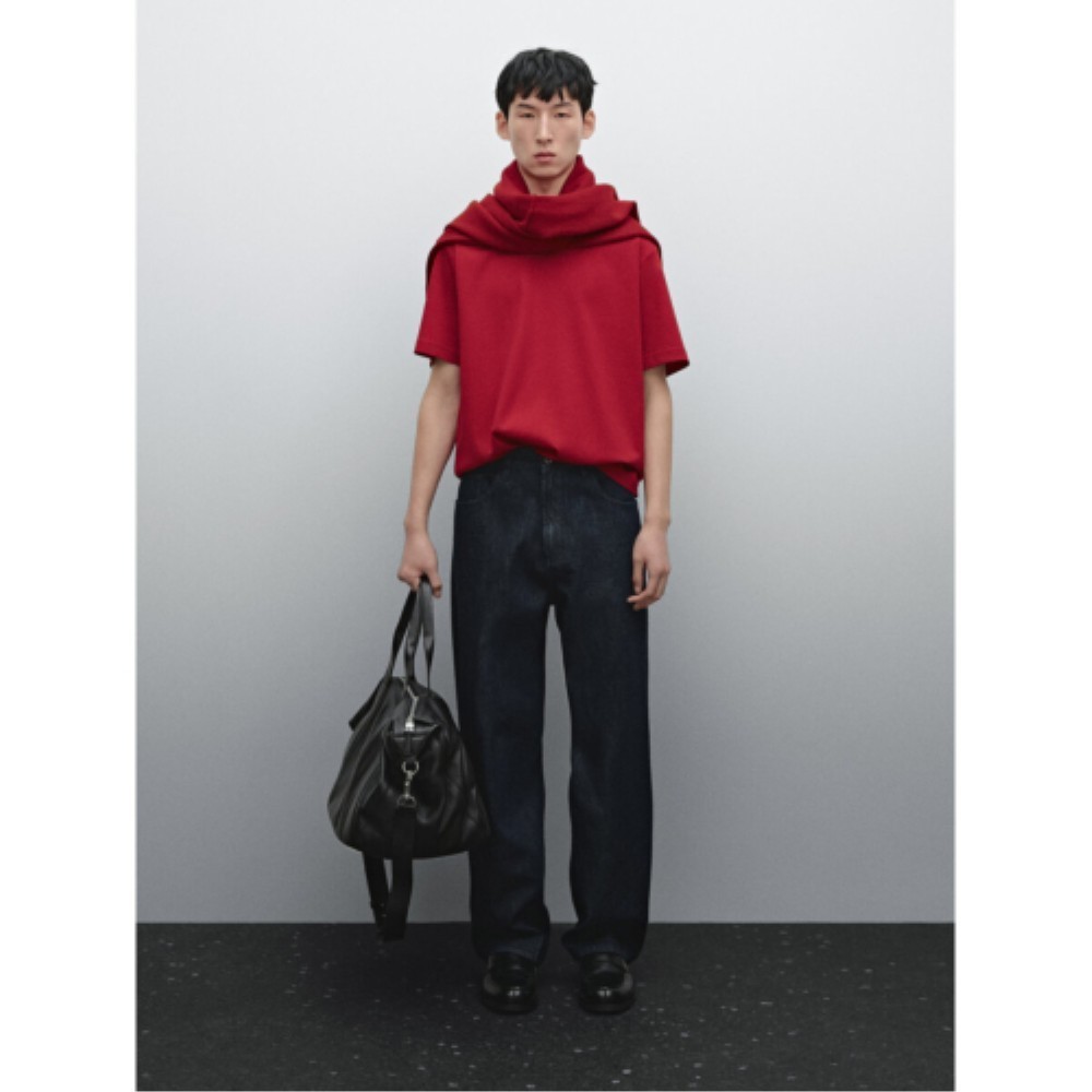 ★Massimo Dutti★ 100% mercerized cotton t-shirt with ribbed
