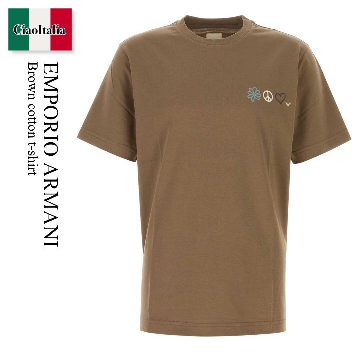 Tシャツ・カットソー Emporio Armani Brown Cotton T-Shirt