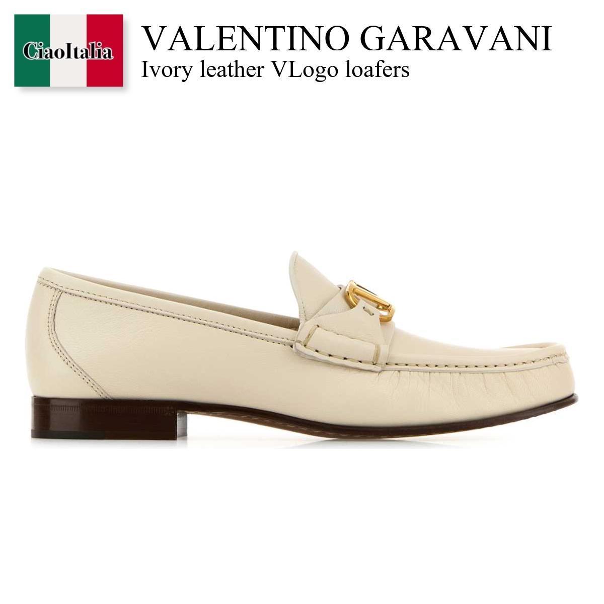 ローファー・オックスフォード Valentino Garavani Ivory Leather Vlogo Loafers