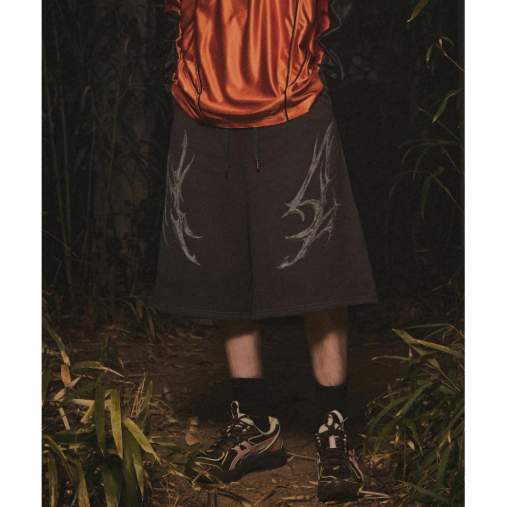 デニム・ジーパン NOT4NERD Dagger Tribal Logo Bermuda Sweat Shorts Charcoal J