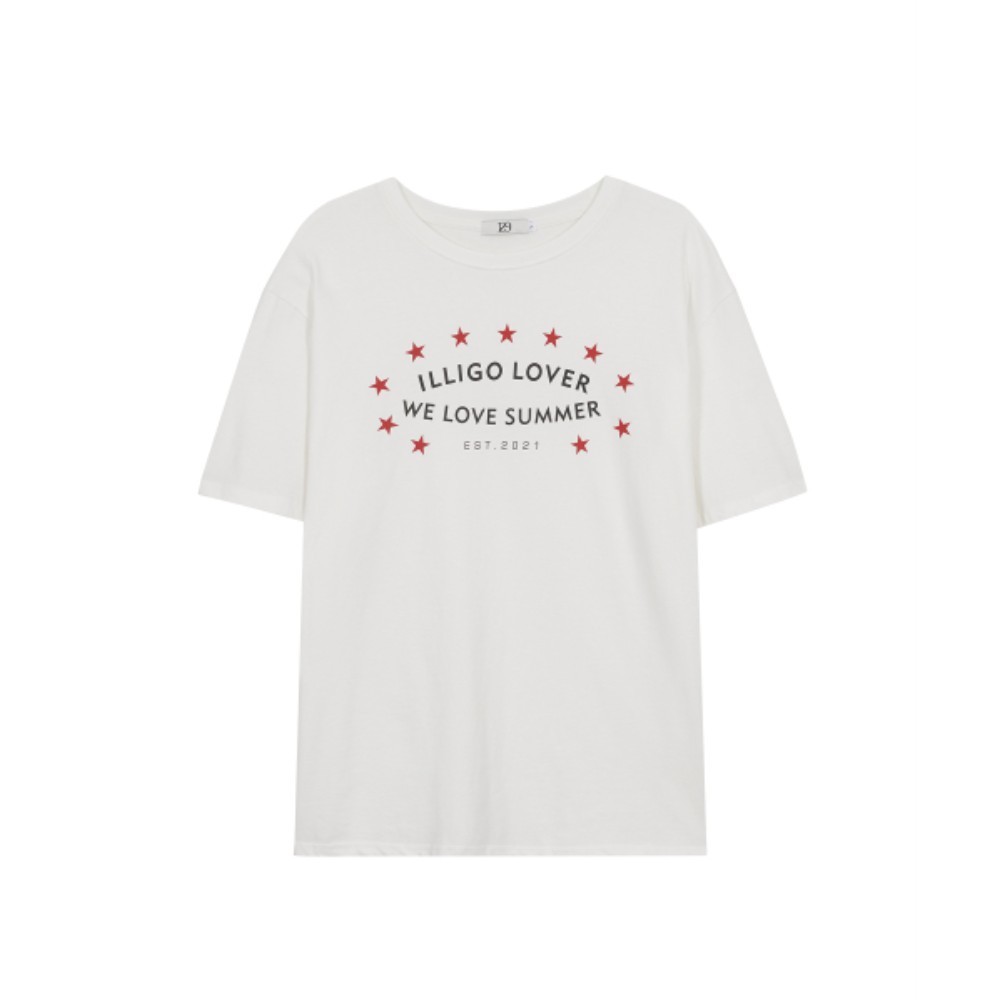 ■ILLIGO■ Starling Overfit T-Shirt White Red 25SMTOP28RD