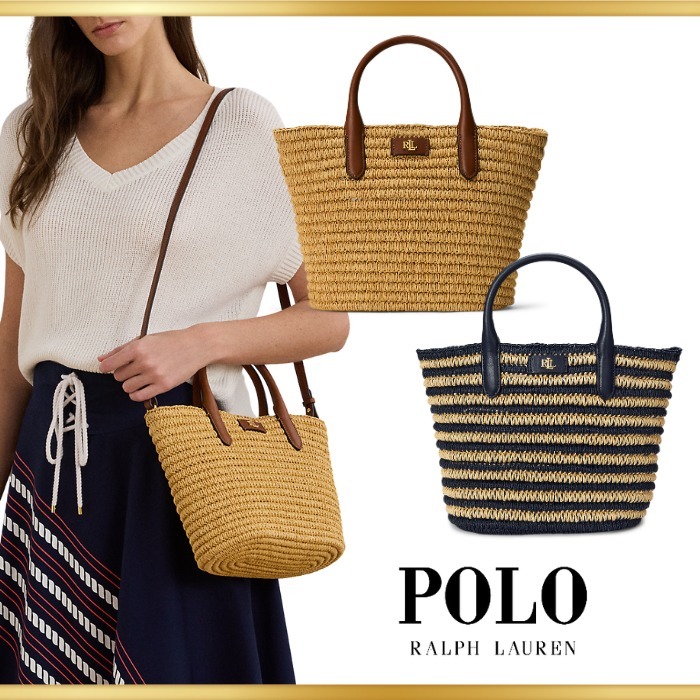 【POLO RALPH LAUREN】ストローミディアムBrieトートバッグ 人気