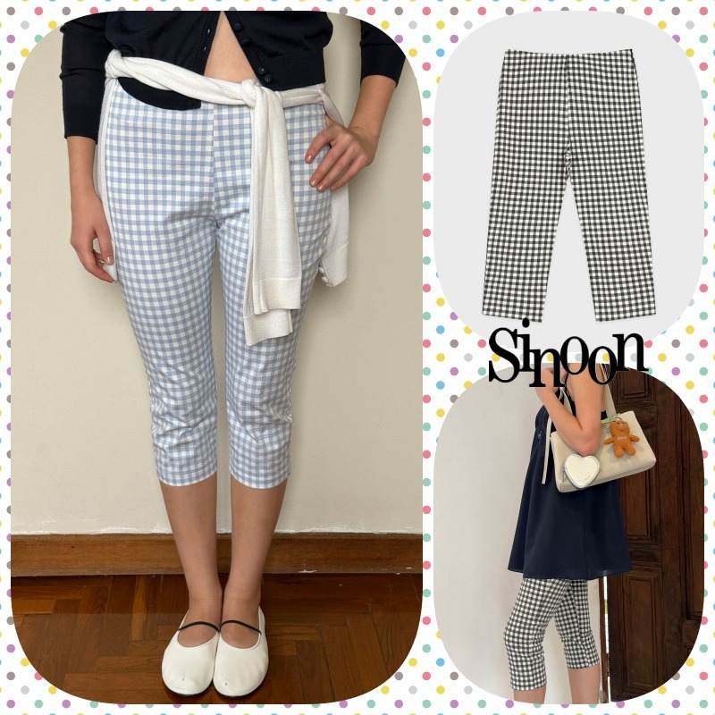 【Sinoon】25SS/韓国人気/送料関税込★ Gingham Capri Pants ★