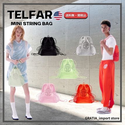 即お届 TELFAR ストリングバッグ リュック ソフトピンク ファー ピンク系 Telfar(テルファー) バックパック・リュック