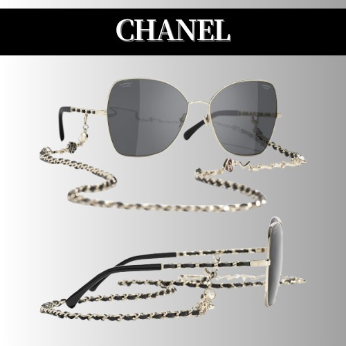 CHANEL◆チェーン付きバタフライサングラス ロゴ