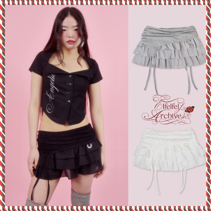 【elfelfelf archives】25ss LACE GATER FRILL SKIRT