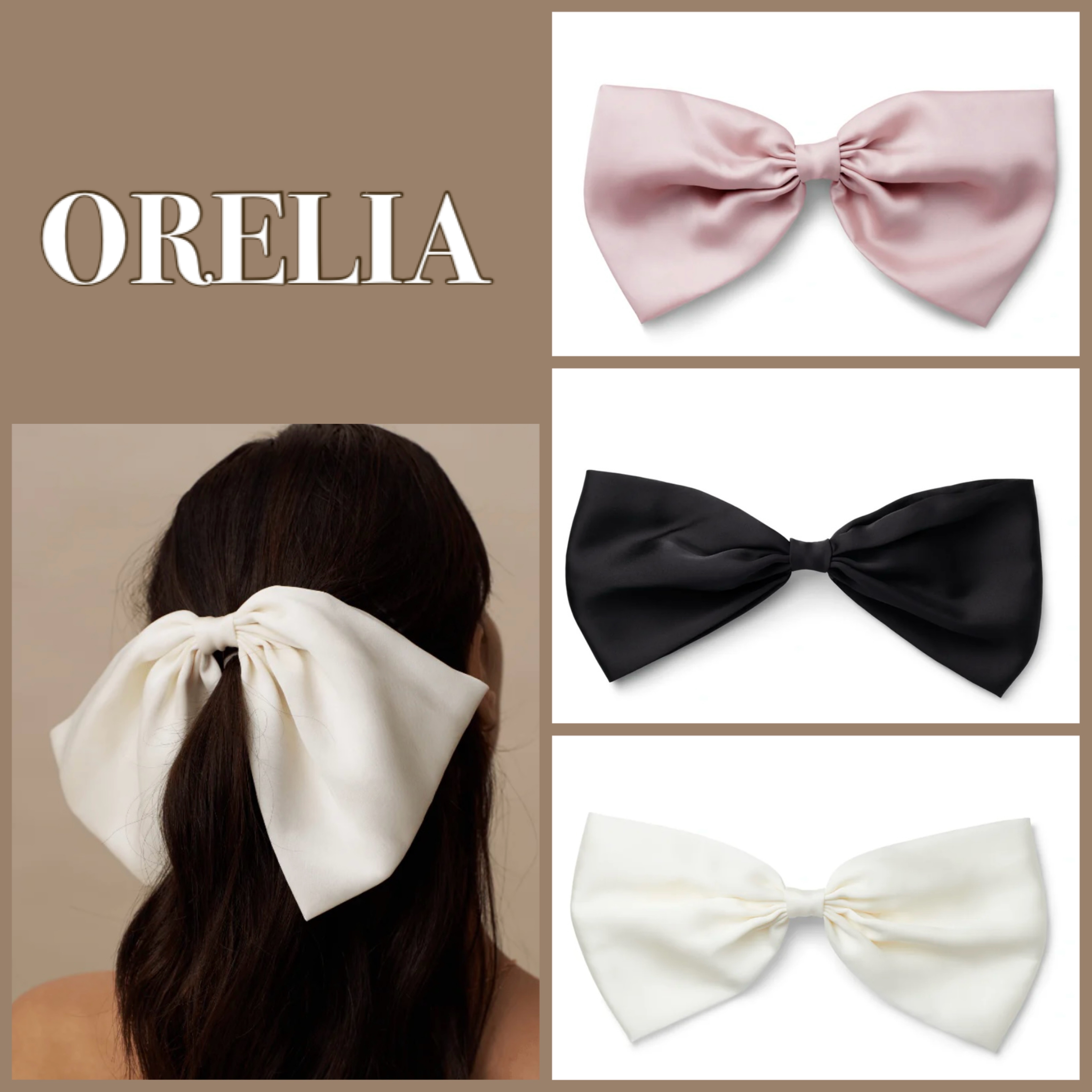 【ORELIA】Oversized リボンバレッタ★シンプル かわいい★