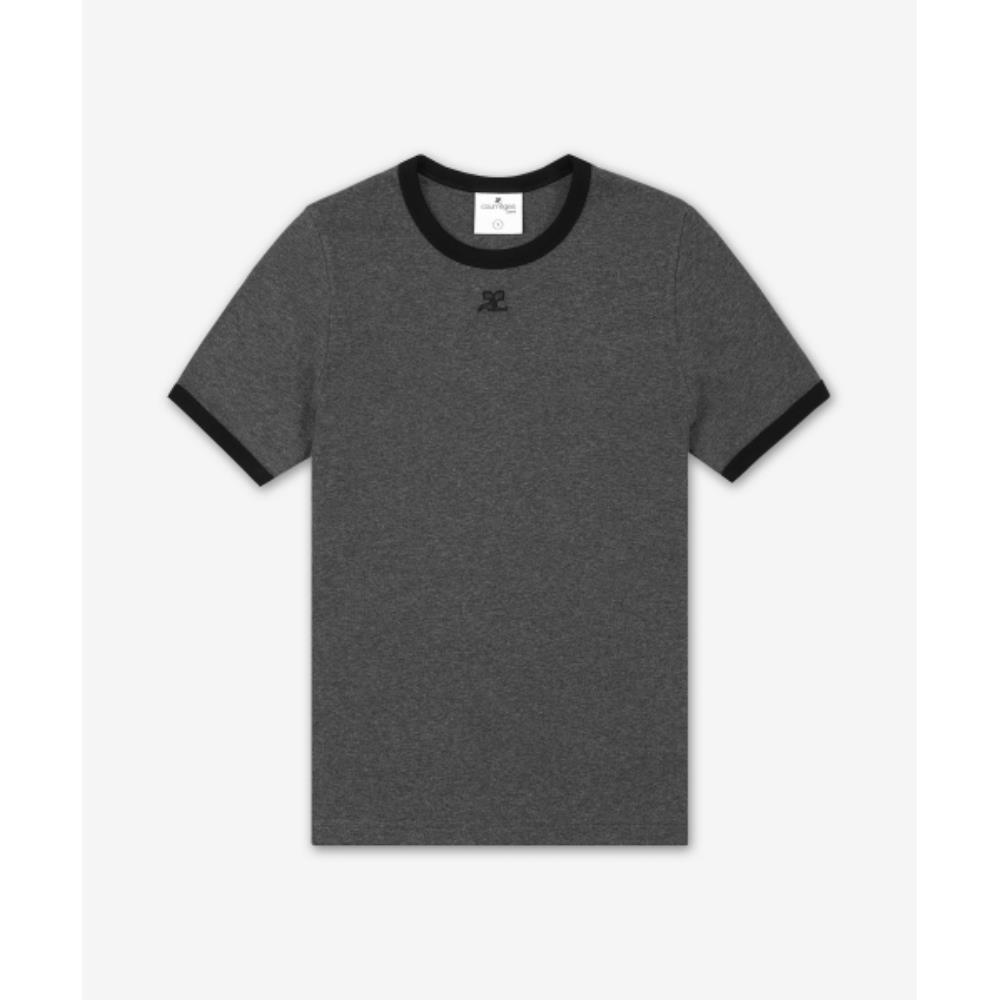 ★Courreges★ Signature Contrast Short Sleeve T-Shirt Dark H