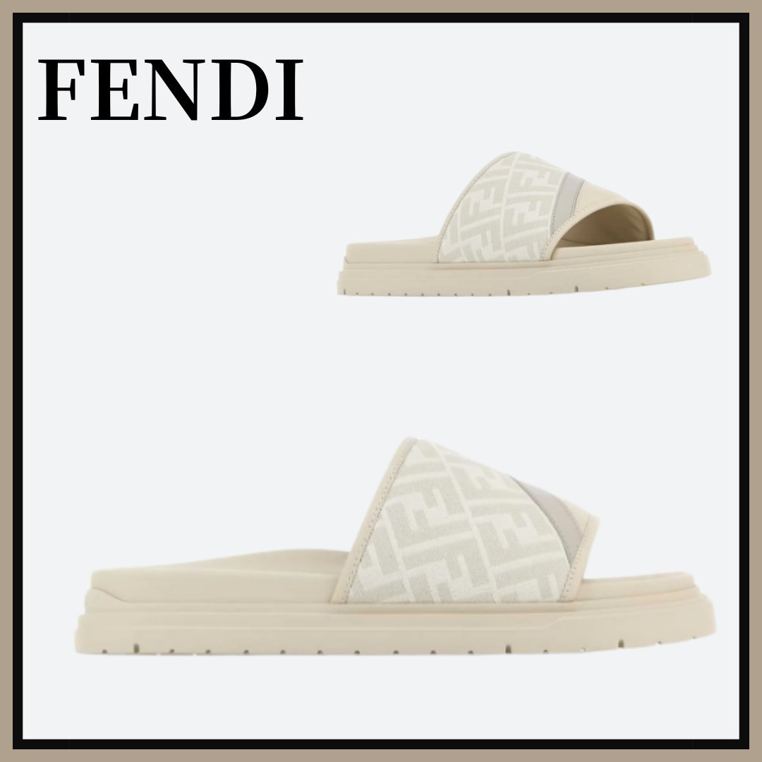 FENDI フェンディ FF ジャカード スライド ホワイト