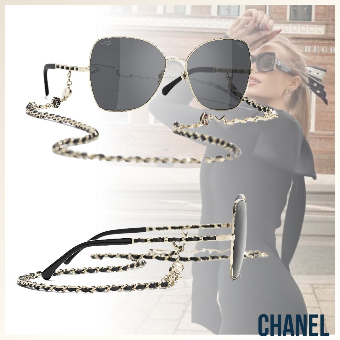 トレンドの≪CHANEL≫ グラスコード付きバタフライサングラス
