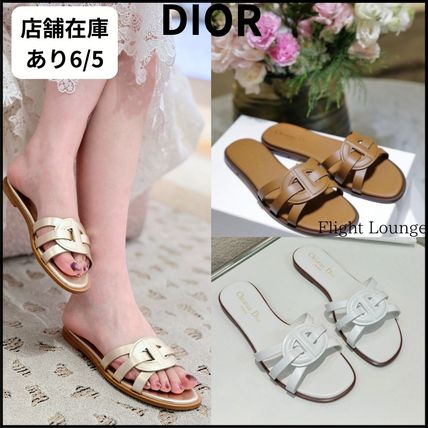 【希少商品】DIOR レディース サンダル ホワイト×ゴールド ホワイト（白）系 Dior(ディオール) サンダル・ミュール