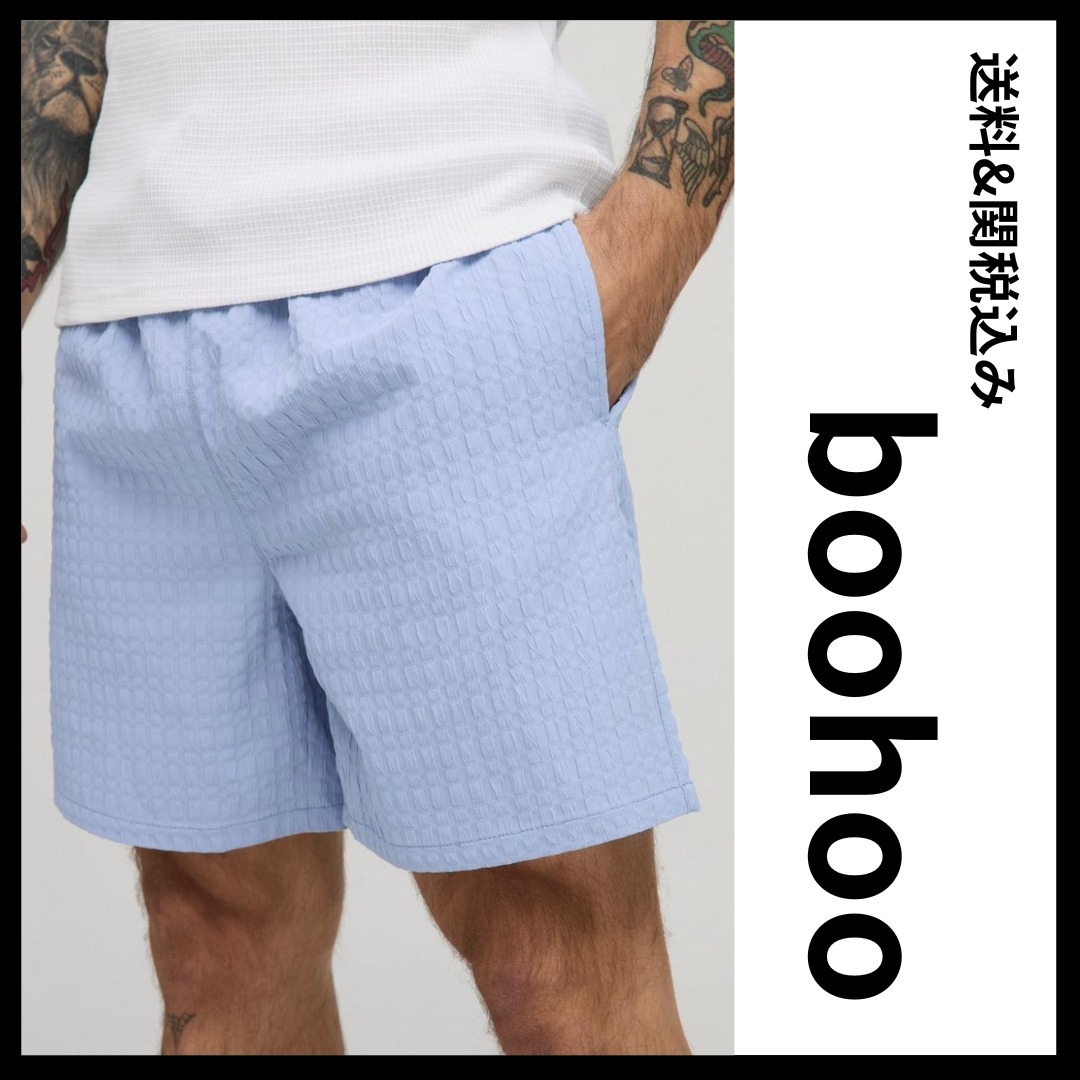 《boohoo》シアサッカーチェックスイムショーツ