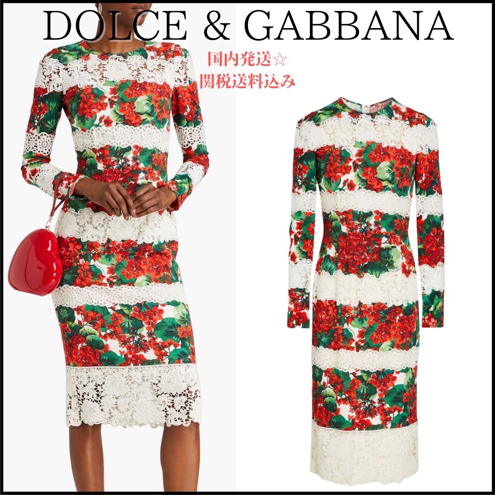 【DOLCE & GABBANA】レースフローラルワンピース ＊関税送料込み