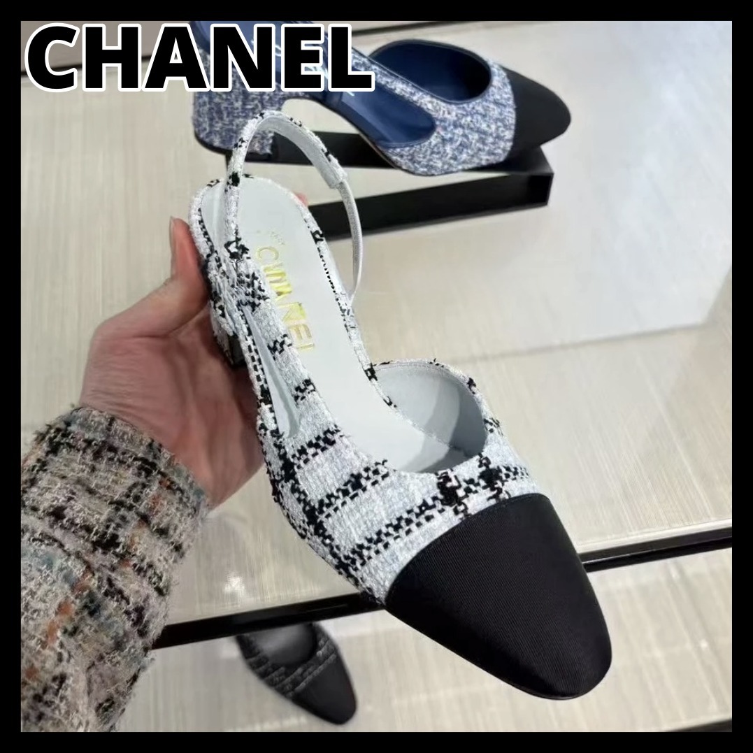 《足元を爽やかに♪》CHANEL スリングバック シューズ CCロゴ
