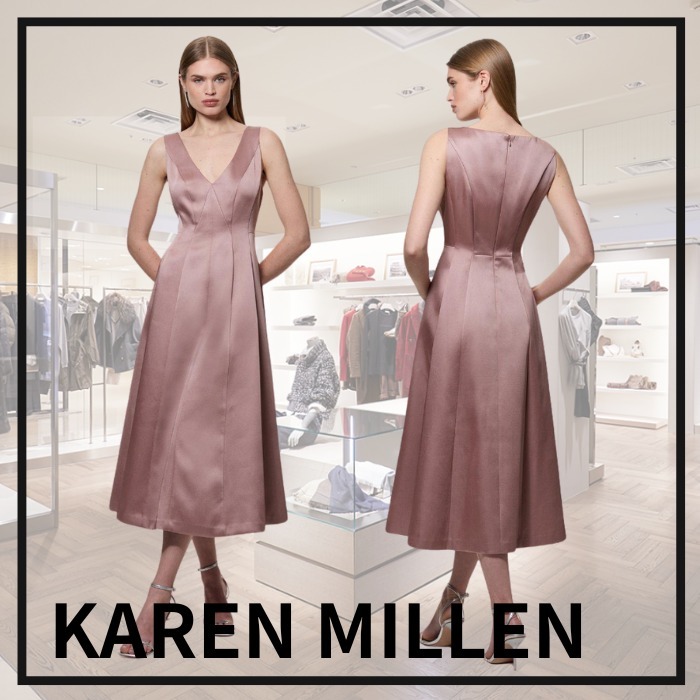 【KAREN MILLEN】テーラード シームディテール ミディドレス