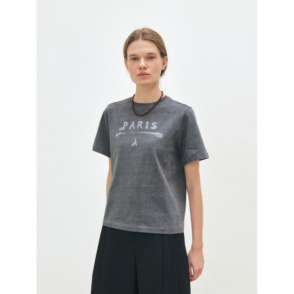 ★MOHAN★ TFS PARIS PIGMENT HALF SLEEVE TOP_2COLORS