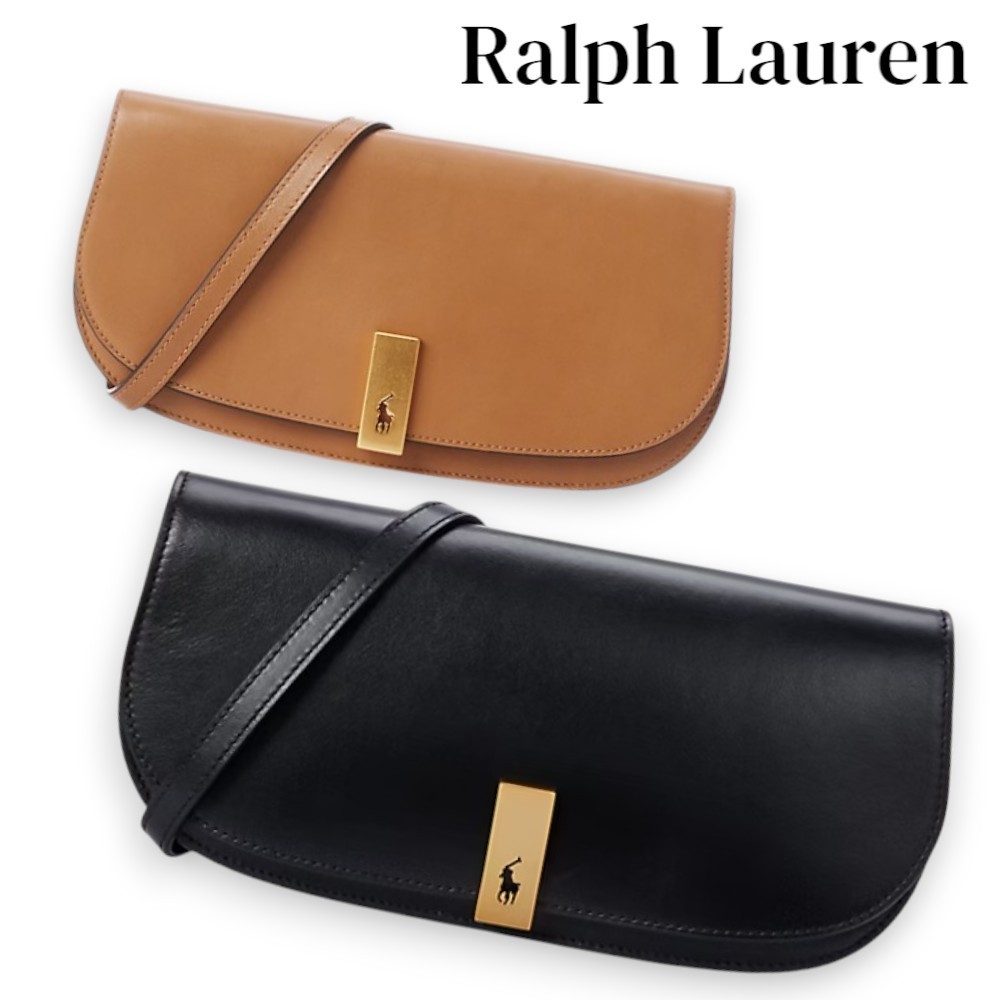 上品【Ralph Lauren】ポロID レザーミディアムクラッチバッグ