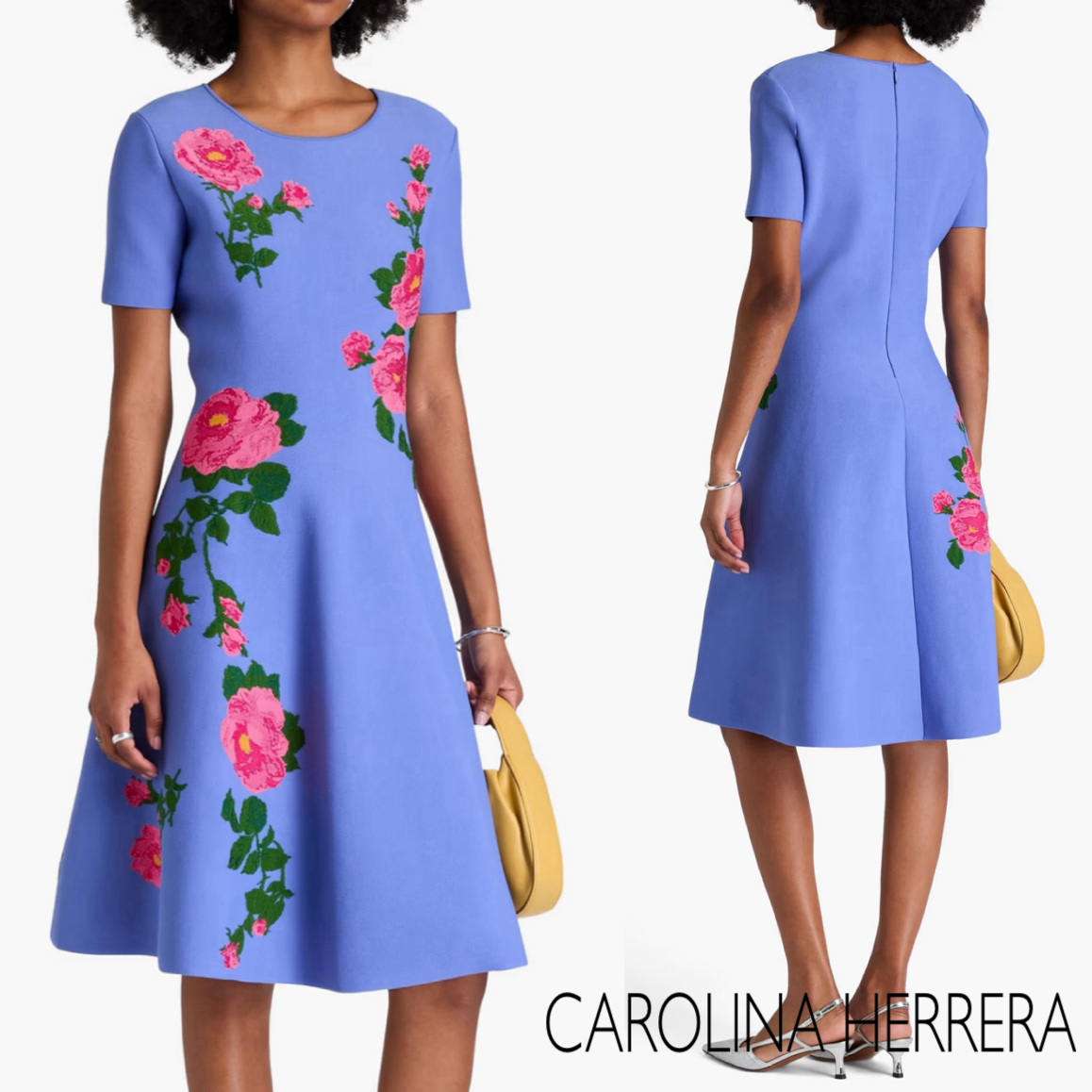 花柄★ジャカードニット★フレアワンピース★ CAROLINA HERRERA