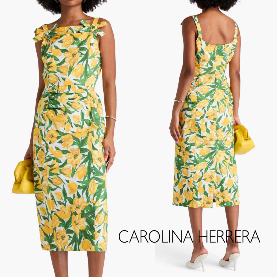 花柄★スリット★リボン付き★ワンピース★ CAROLINA HERRERA
