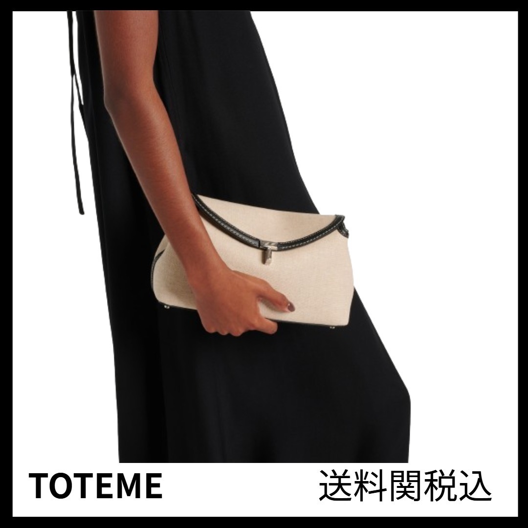 送料関税込★TOTEME★Tロックレザーキャンバスクラッチバッグ
