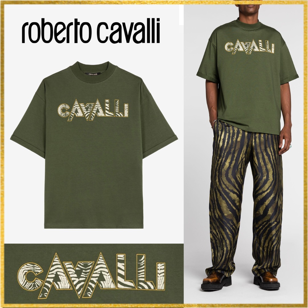 【関税 送料無料】ROBERTO CAVALLI ロゴ コットン Tシャツ