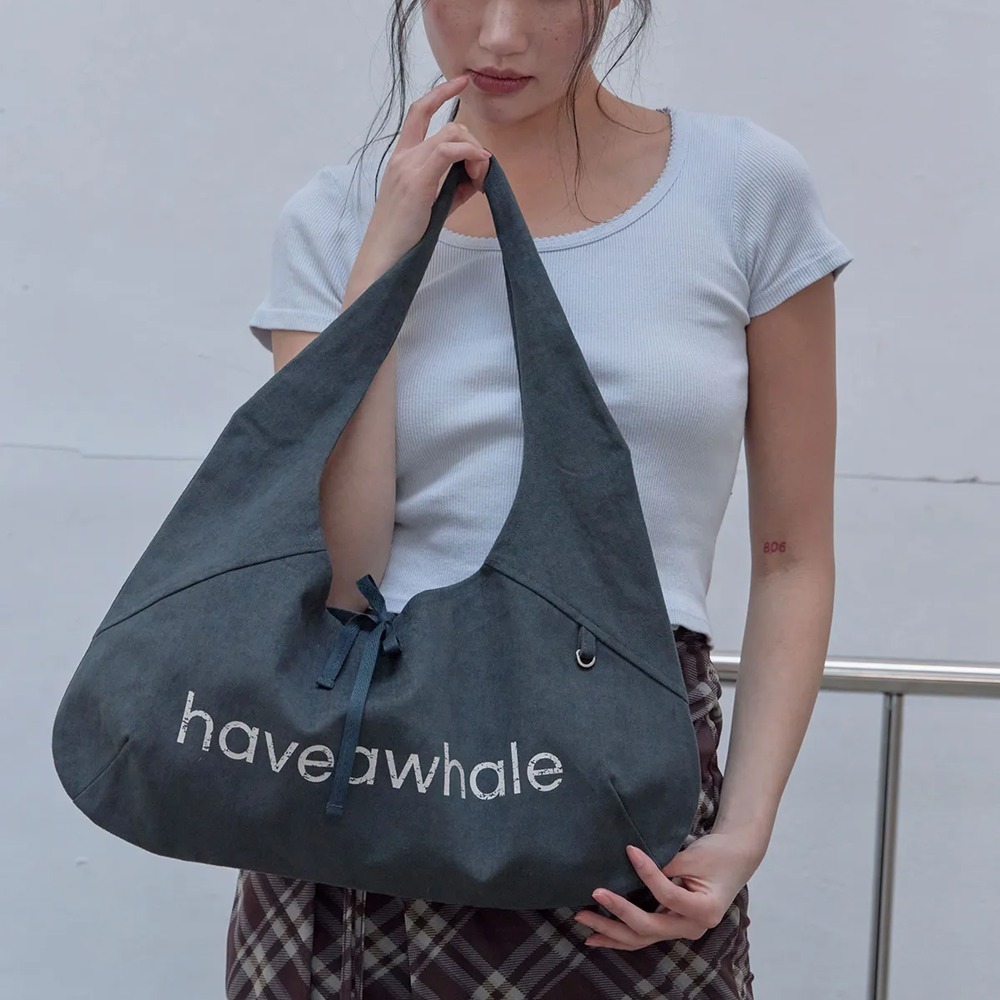 ショルダーバッグ・ポシェット [HAVEAWHALE] cotton baguette eco bag (DARK GRAY)