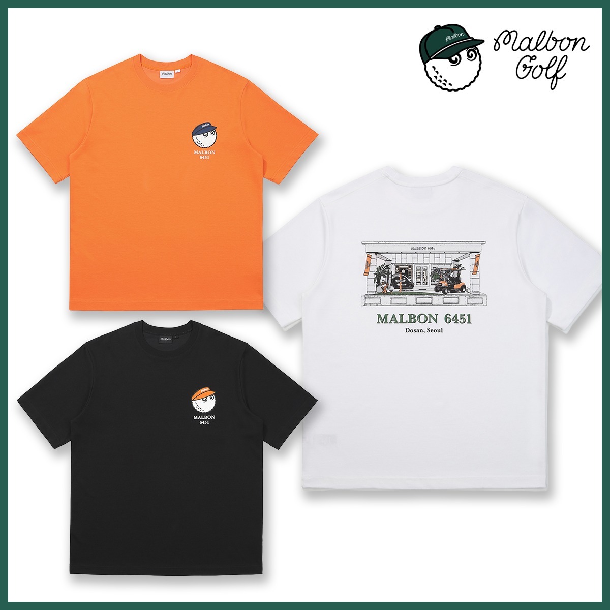 ★MALBON Golf★DOSAN BUCKET ROUND T-SHIRT★3カラー★ゴルフ