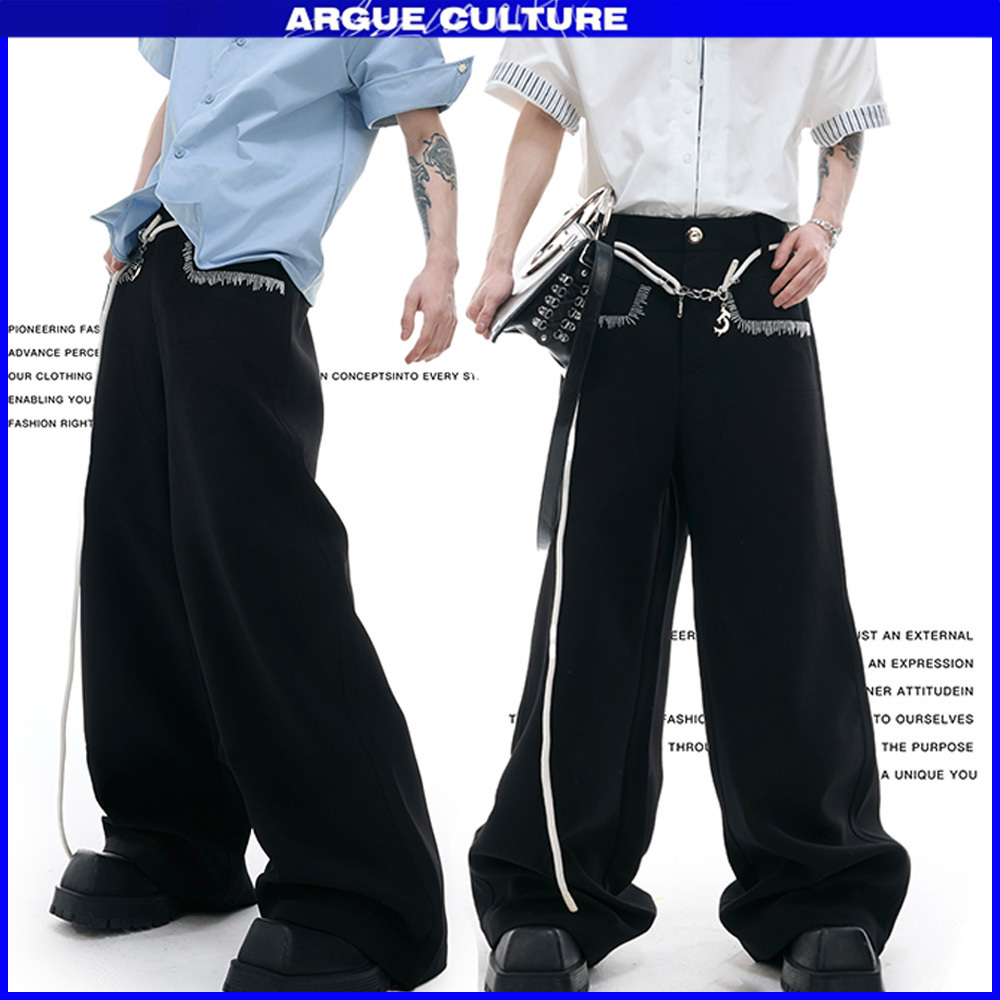 ArgueCultureリボン ルーズスラックス ハイウェスト