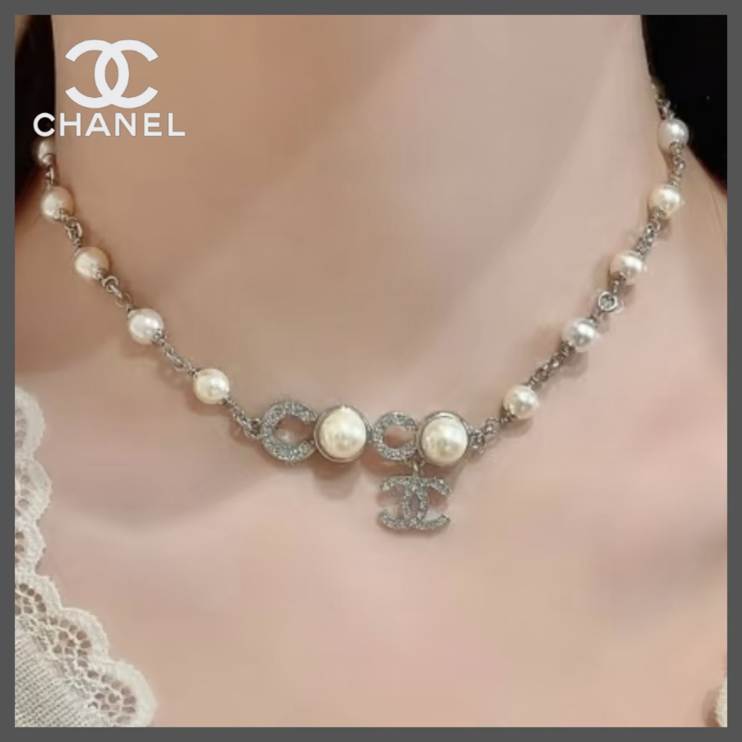 【キラキラ輝くロゴとパールが可愛い♡】CHANEL チョーカー