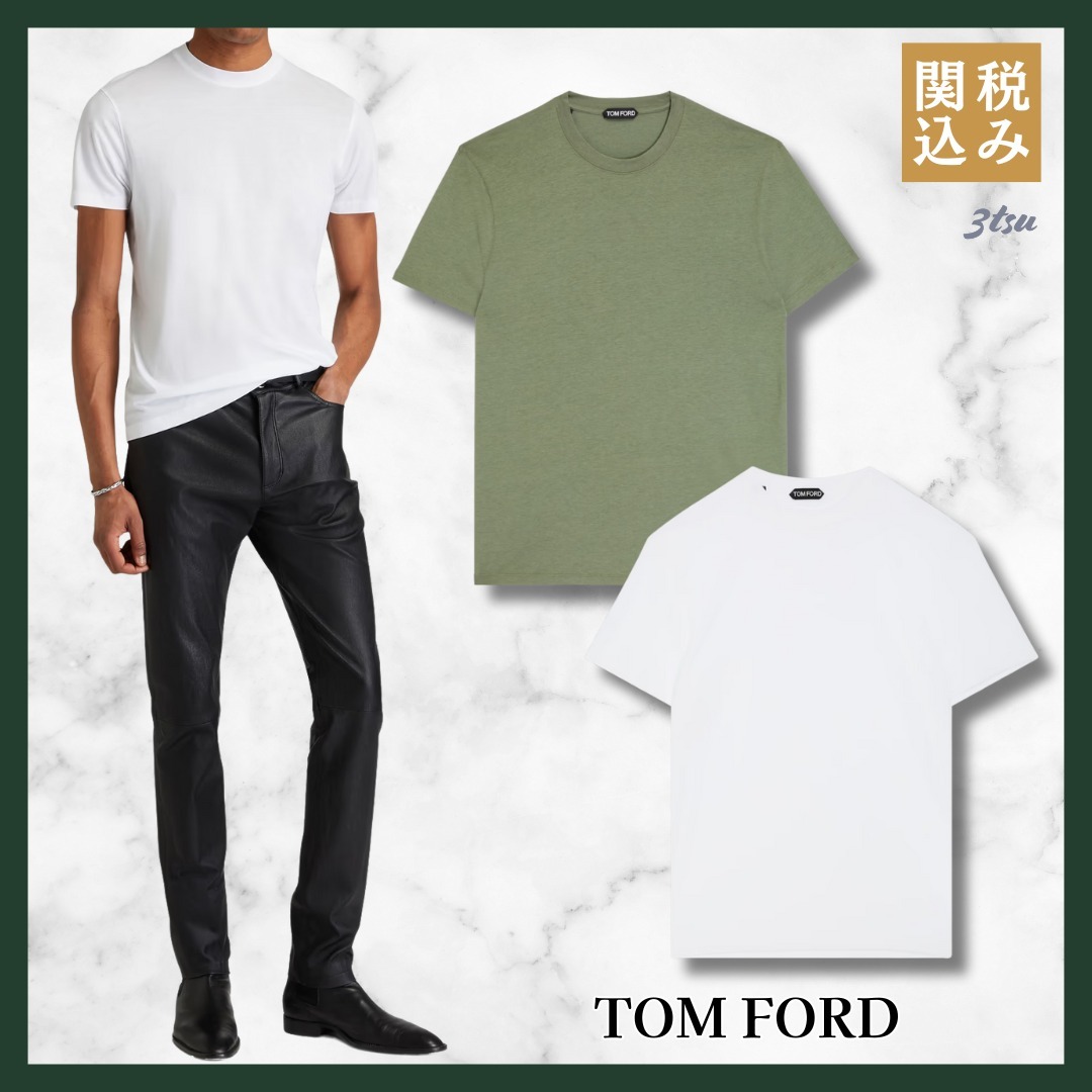 TOM FORD★リヨセル&コットン混ジャージー Tシャツ 2色 半袖