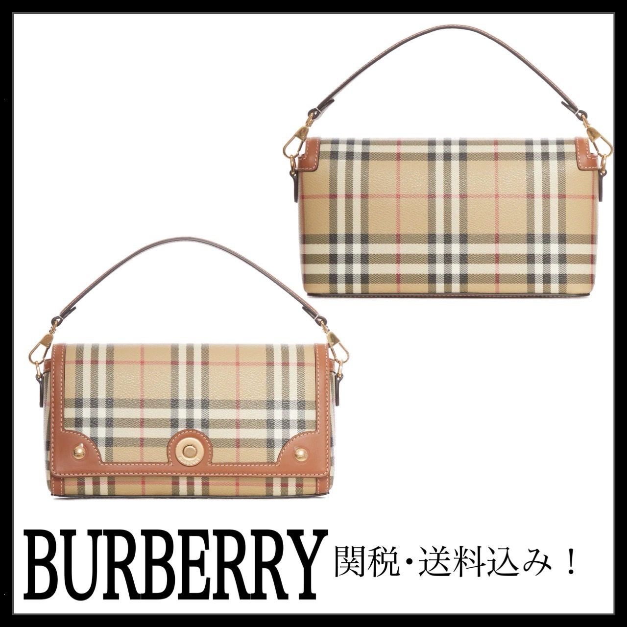 ＊Burberry＊ プリントキャンバス レザー ノートハンドバッグ