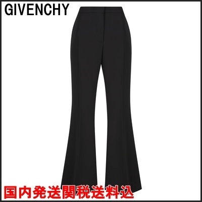 国内発 GIVENCHY ブラックウールフレアレッグテーラードパンツ