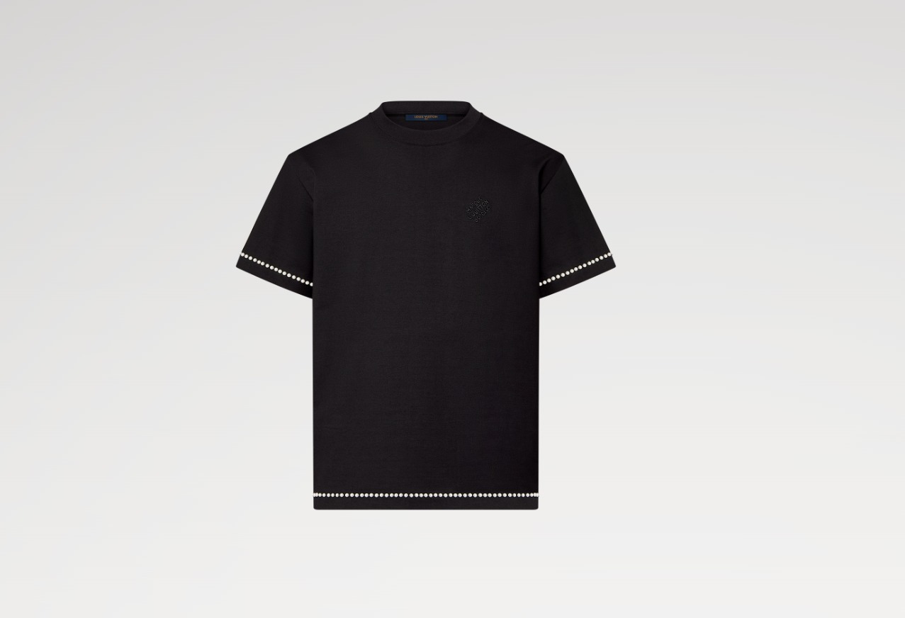 LOUIS VUITTON パール装飾 ショートスリーブコットンTシャツ