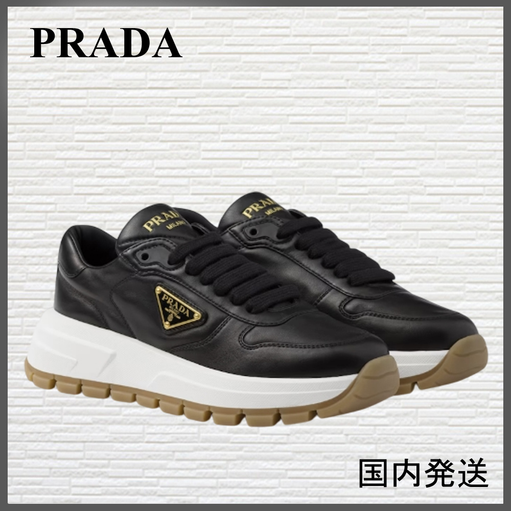 【関税無料】PRADA Prax 01 レザー スニーカー アイボリー