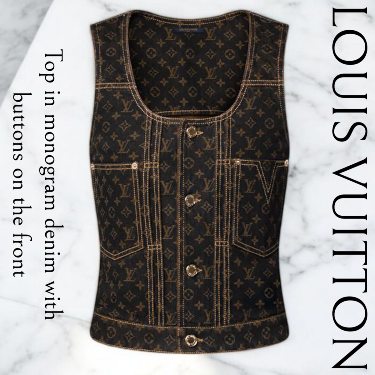 新作レディース*LOUIS VUITTON*モノグラムデニムベストトップス