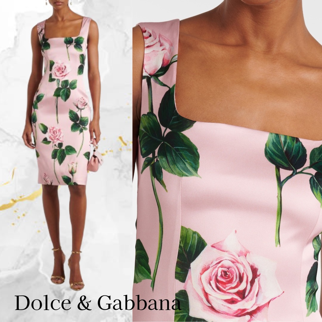 Dolce & Gabbana☆花柄 サテン カクテルドレス