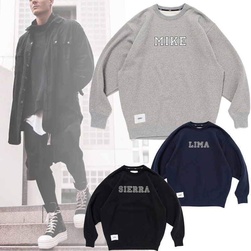 関送込!WTAPS シンプル クルーネック プリント 長袖 スウェット