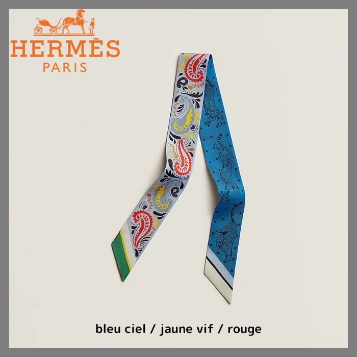 ギフトにも★【HERMES】ツイリー バンダナ ブルーシエル