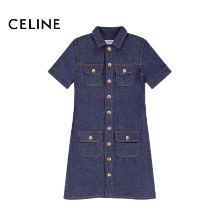 CELINE セリーヌ デニム ミニドレス ローウォッシュ トリオンフ