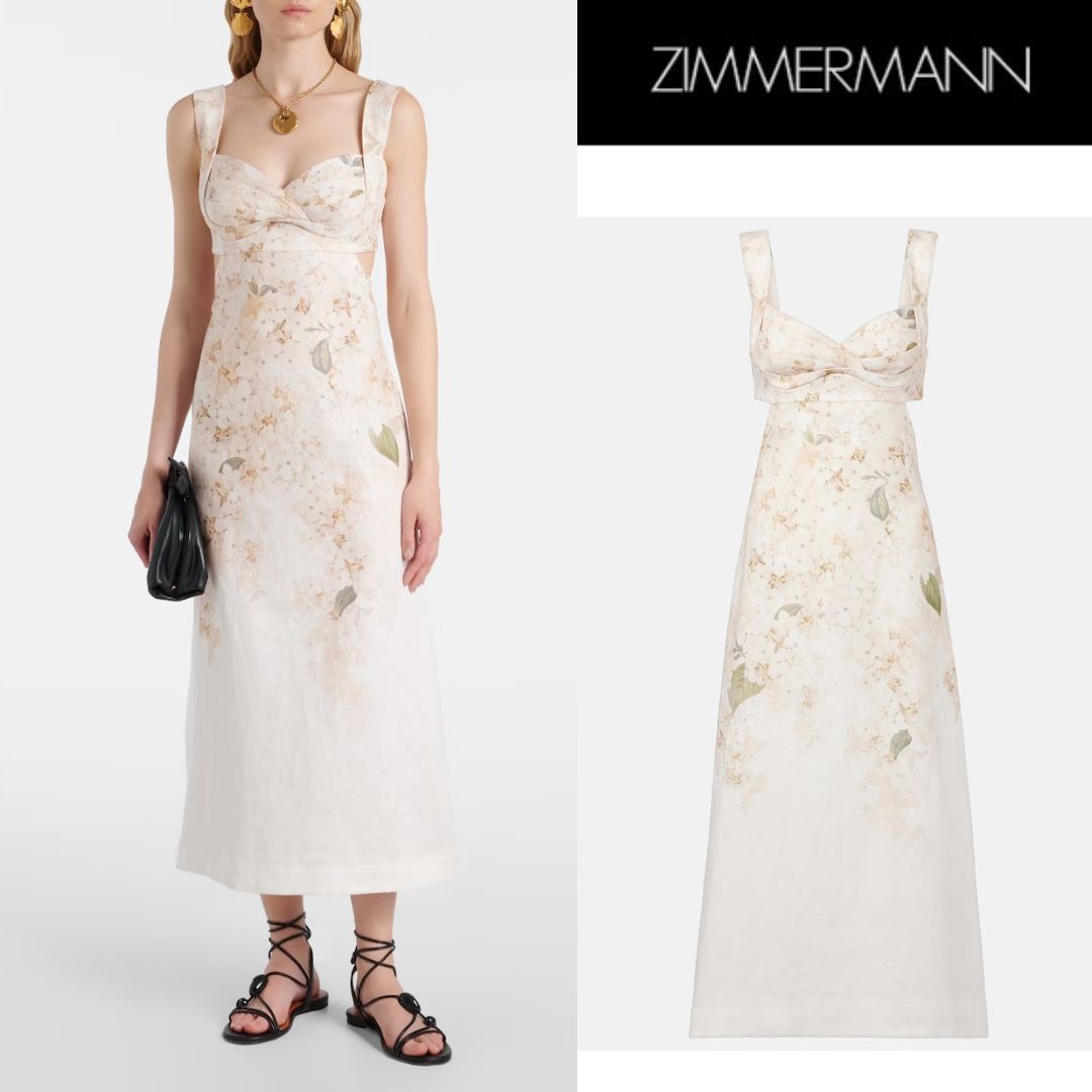 【Zimmermann】Balance floral linen midi dress